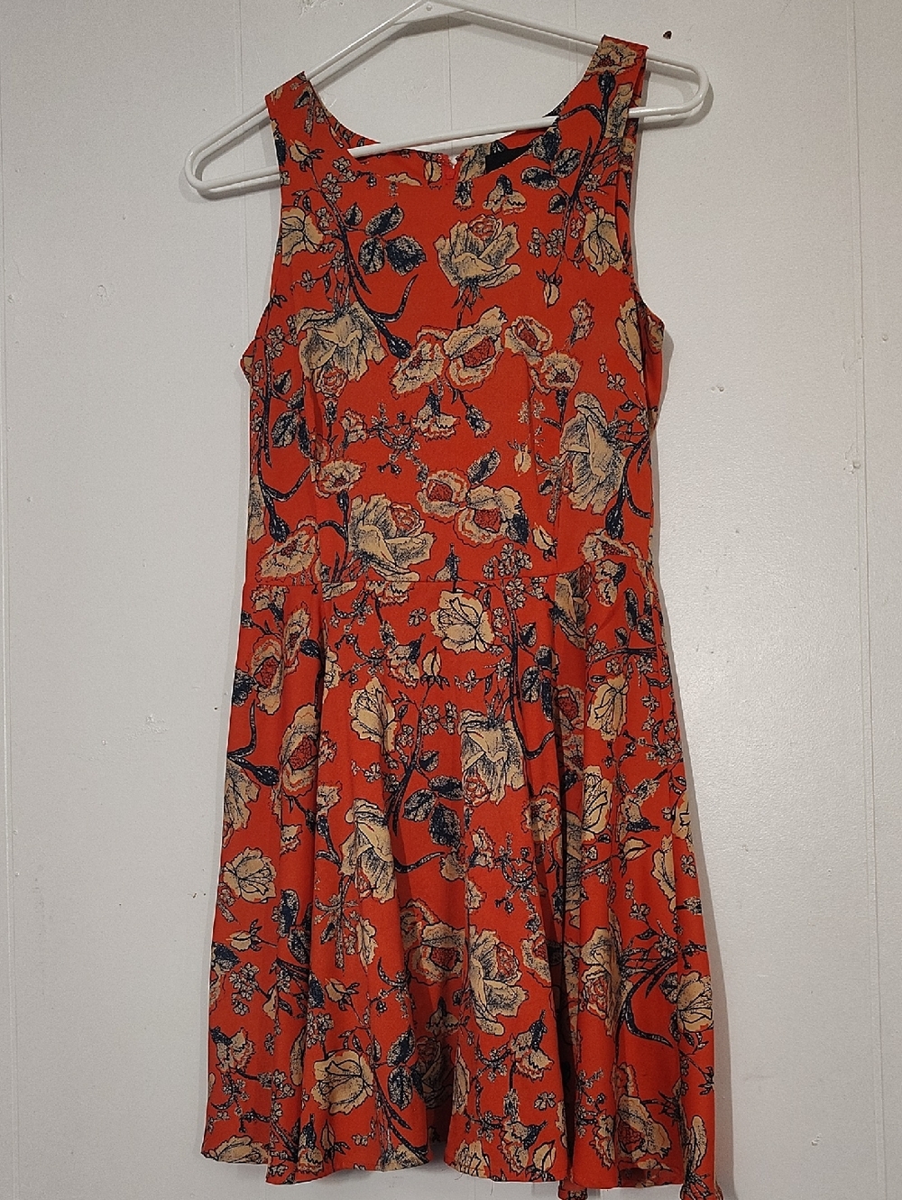 MINKPINK Orange Floral Fit-and-Flare Mini Dress